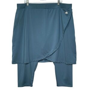 Snoga Athletics Teal Blue Tulip Wrap Skirted Capri Leggings Plus Size 3X Active